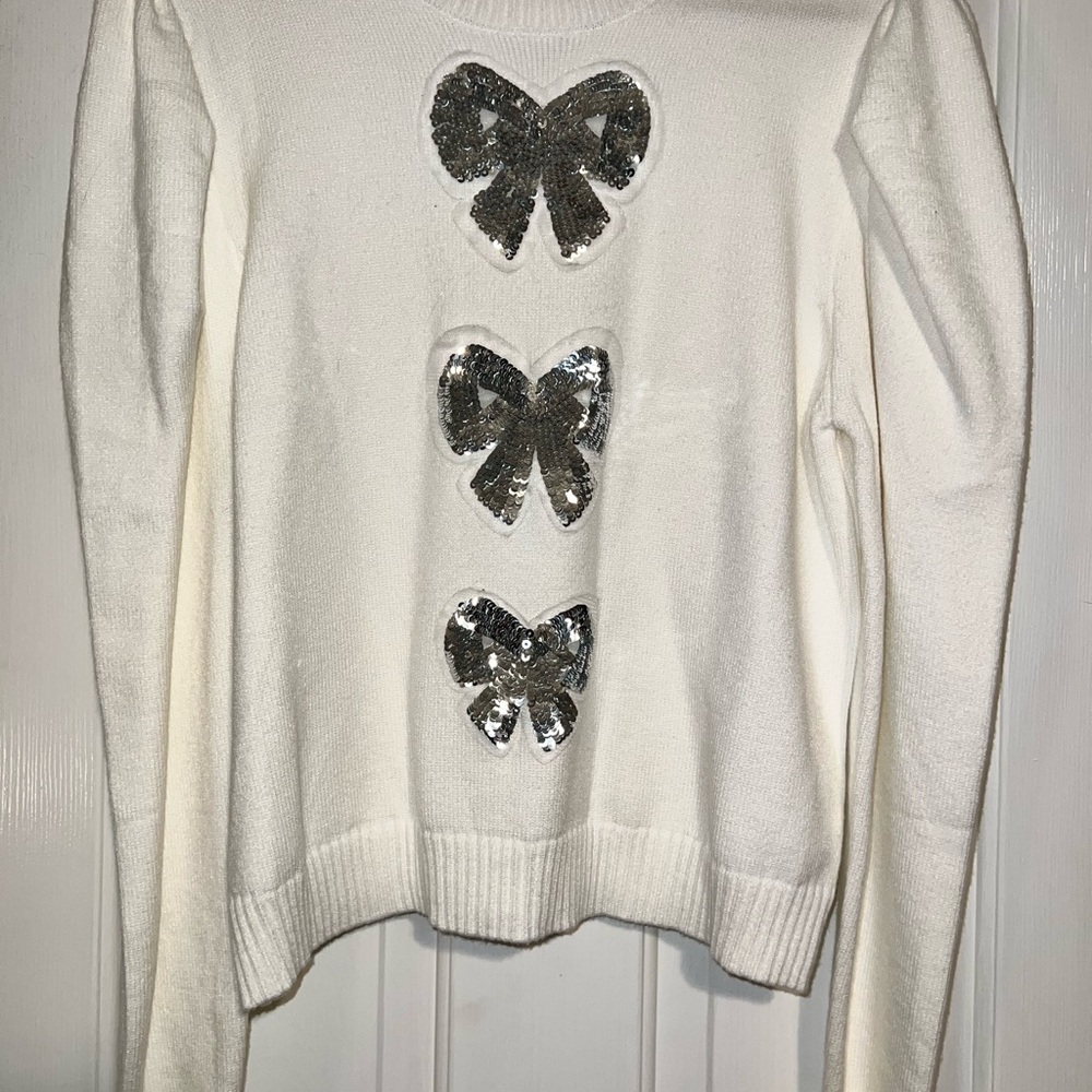 Avara Sequin Coquette Sequin bow sweater XL